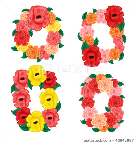 Floral frame with rose and hibistus isolated on white background 48942997