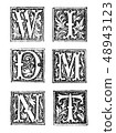Antique style alphabet decorative letters 48943123