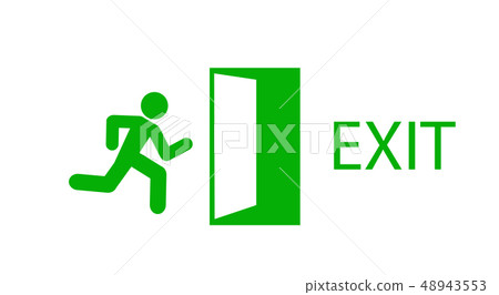 Green exit emergency sign Green exit emergency sign 48943553