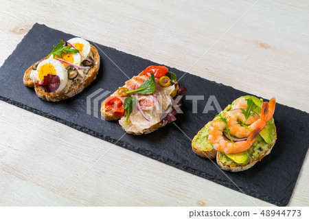 Open sandwich Italian food (Bruschetta) 48944773