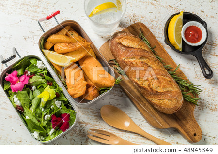 Fish and chips typical British fish and chips Fish and chips typical British fish and chips 48945349