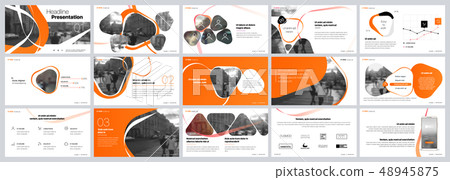 Presentation template. Orange elements for slide presentations on a white background. Use also as a 48945875
