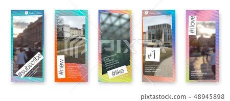 Trendy editable template for social media stories. Photo frame set for social networks. Vector 48945898