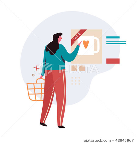 Shopping Online on Website or Mobile Application. Sale, consumerism and people concept. Young woman 48945967