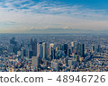 Shinjuku buildings and Mt. Fuji aerial view 48946726