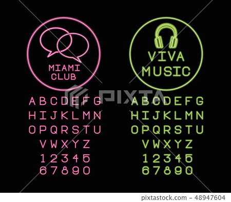 Neon lights alphabet font 48947604