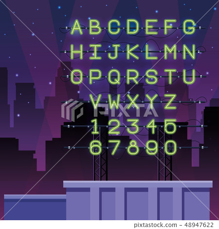 Neon lights alphabet font Neon lights alphabet font 48947622