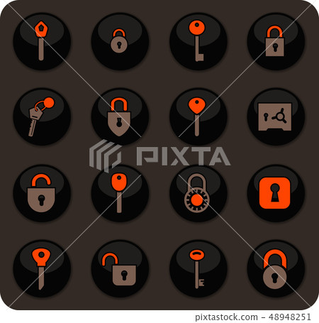Lock and Key icons set Lock and Key icons set 48948251