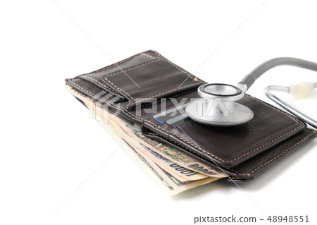Stethoscope on wallet isolated on white Stethoscope on wallet isolated on white 48948551