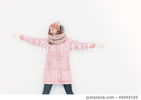 Young positive girl on white isolated background 48948589