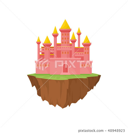 Island castle on white background. Vector illustration. 48948923