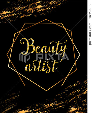 Beauty artist vector poster with gold headline Beauty artist vector poster with gold headline 48950209