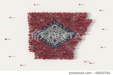 Large group of people forming Arkansas flag map in 48950760