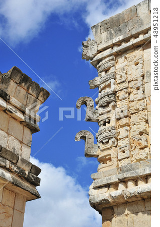 Uxmal ruins relief of the rainy god Chuck (Mexico) Uxmal ruins relief of the rainy god Chuck (Mexico) 48951218