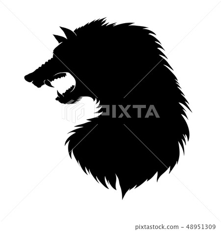 Silhouette of Werewolf Head. Fairtale Character of Ancient Mythology. Fictional Animal. 48951309