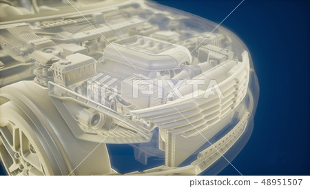 Holographic animation of 3D wireframe car model Holographic animation of 3D wireframe car model 48951507