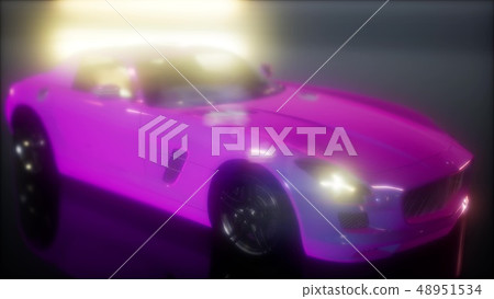luxury sport car in dark studio with bright lights luxury sport car in dark studio with bright lights 48951534