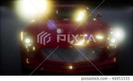 luxury sport car in dark studio with bright lights 48951535
