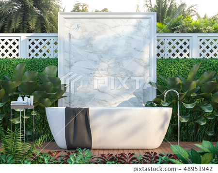 Luxury outdoor bathrooms 3d render 48951942