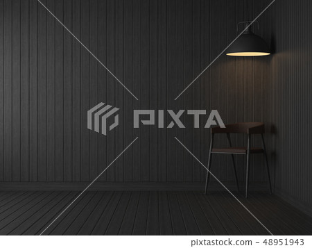 Empty room with black wood plank 3d render 48951943