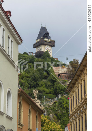 Clock tower in Austria Graz Schlossberg Clock tower in Austria Graz Schlossberg 48952653