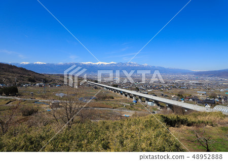 Kofu Basin seen from a linear view hill 48952888