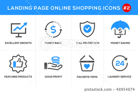 Flat line design concept icons for online shopping - Stock Illustration ...