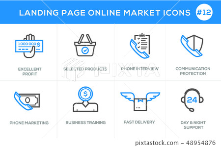 Flat line design concept icons for online shopping - Stock Illustration ...