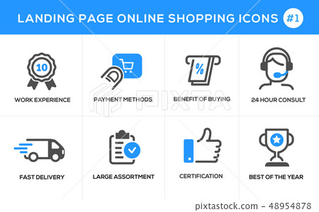 Flat line design concept icons for online shopping - Stock Illustration ...