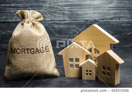 A bag with money and the word Mortgage  48955006