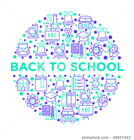 Back to school concept in circle with line icons 48955483
