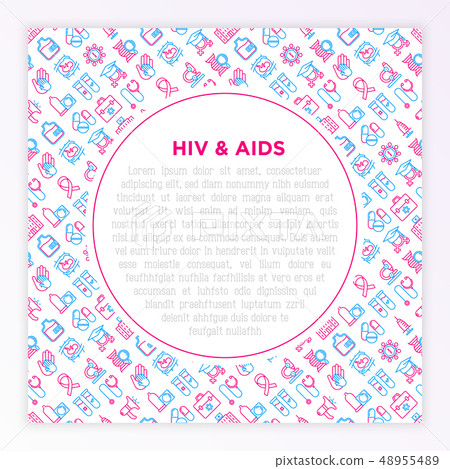 HIV and AIDs concept with thin line icons HIV and AIDs concept with thin line icons 48955489