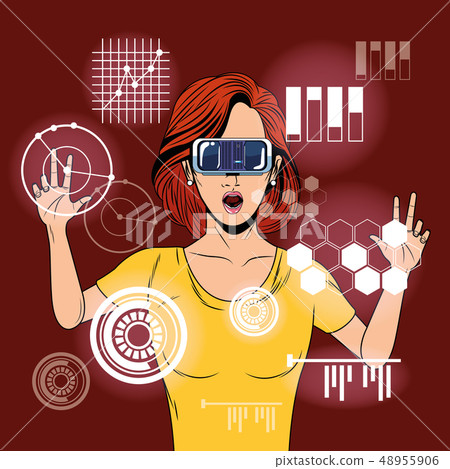 Woman using virtual reality glasses - Stock Illustration [48955906] - PIXTA