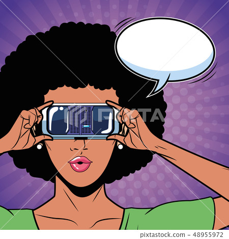 Woman with virtual reality glasses technology 48955972