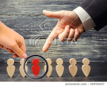 Businessman in search of new employees Businessman in search of new employees 48956007