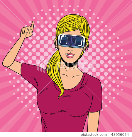 Woman with virtual reality glasses technology 48956054