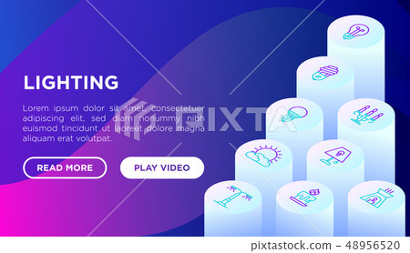 Lighting concept with isometric thin line icons 48956520