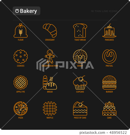 Bakery thin line icons set Bakery thin line icons set 48956522
