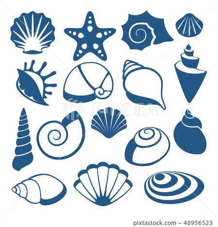 Sea shell vector silhouette icons 48956523