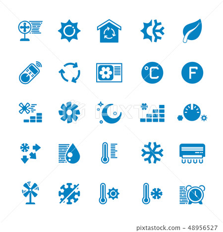 House and car air conditioning, heating and cooling vector icons House and car air conditioning, heating and cooling vector icons 48956527