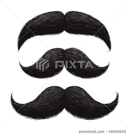 Funny retro hair mustaches vector set 48956630