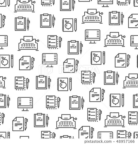 Writing tools line seamless pattern - creative background design Writing tools line seamless pattern - creative background design 48957166