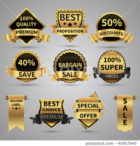 Luxury golden labels and elegant gold emblems vector collection 48957640