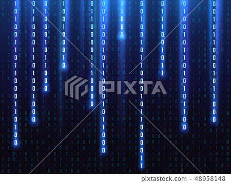 Big data vector concept with falling down glowing binary numbers. Digital matrix computer background Big data vector concept with falling down glowing binary numbers. Digital matrix computer background 48958148