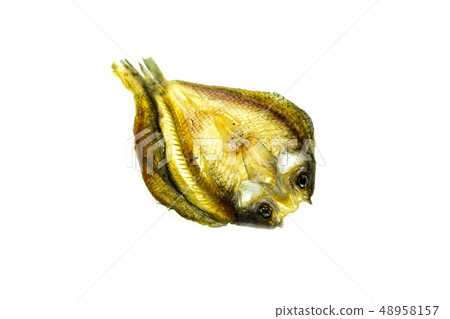 salty dried fish on white background salty dried fish on white background 48958157