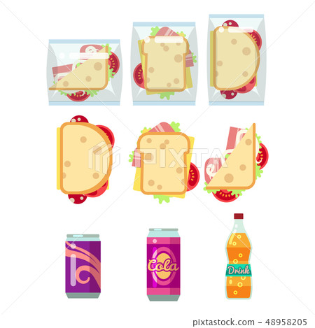 Fast food dinner set - sandwiches and drinks Fast food dinner set - sandwiches and drinks 48958205