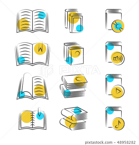 Hand drawn line book icons on white background Hand drawn line book icons on white background 48958282