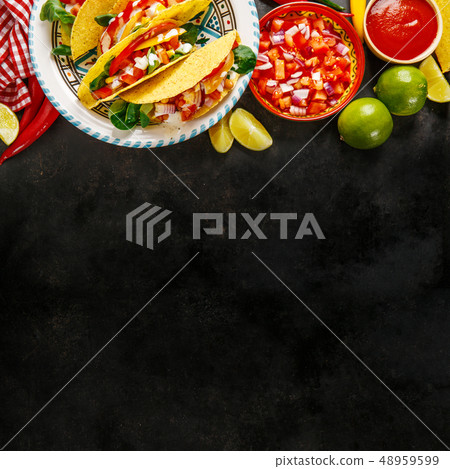 Tasty appetizing tacos with vegetables Tasty appetizing tacos with vegetables 48959599