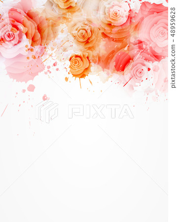 Watercolor background with roses 48959628