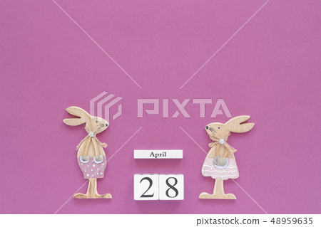 calendar April 28 and easter bunnies  48959635